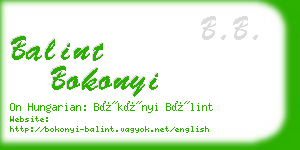 balint bokonyi business card